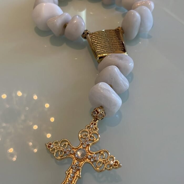 Terço com Oração do Pai Nosso com Pedras Naturais