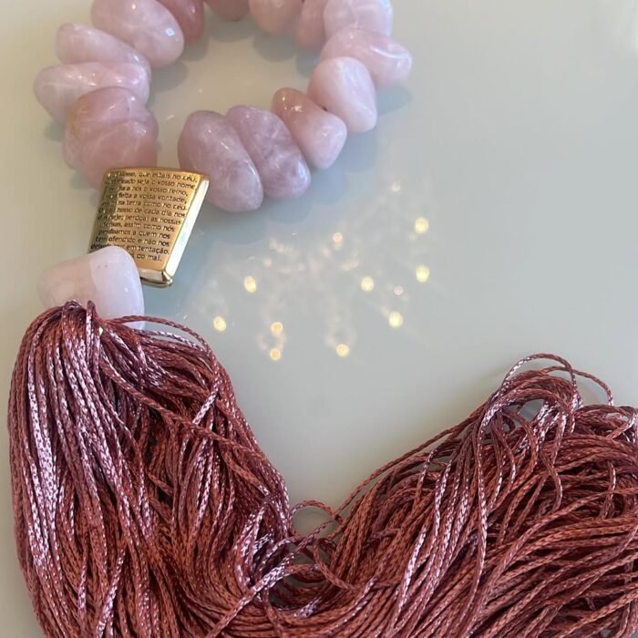 Terço com quartzo rosa